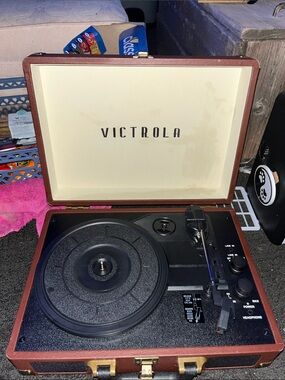 Victrola Portable Turntable Bluetooth Record Player in Brown